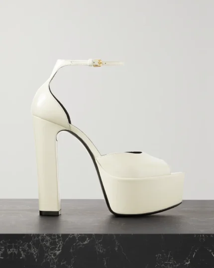 YSL Block Heels off-white